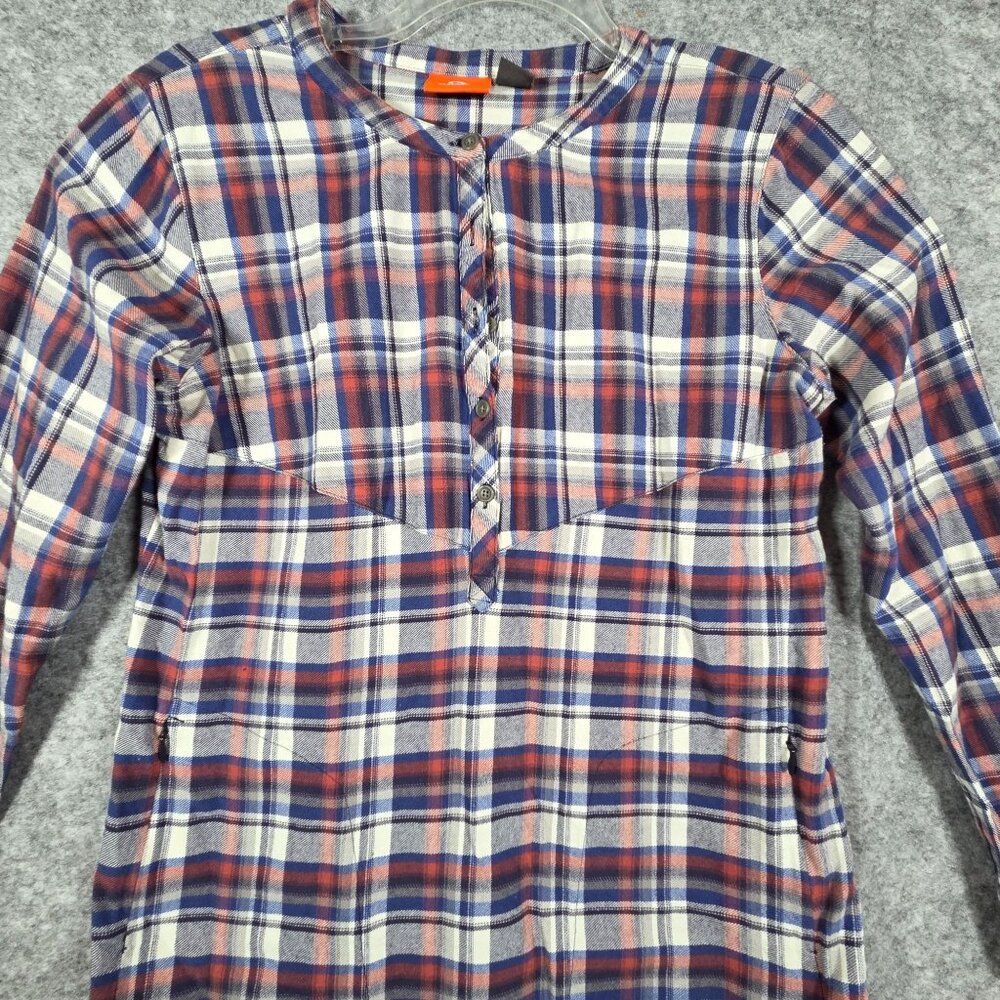Merrell Vagabond flannel tunic dress plaid pattern half-placket button closure S - Picture 3 of 8